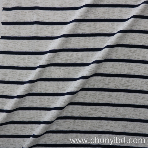 Printed Stretchy Fabric for Shirt or Garment Black White Stripes Pattern Loose Knitted Single Jersey Fabric